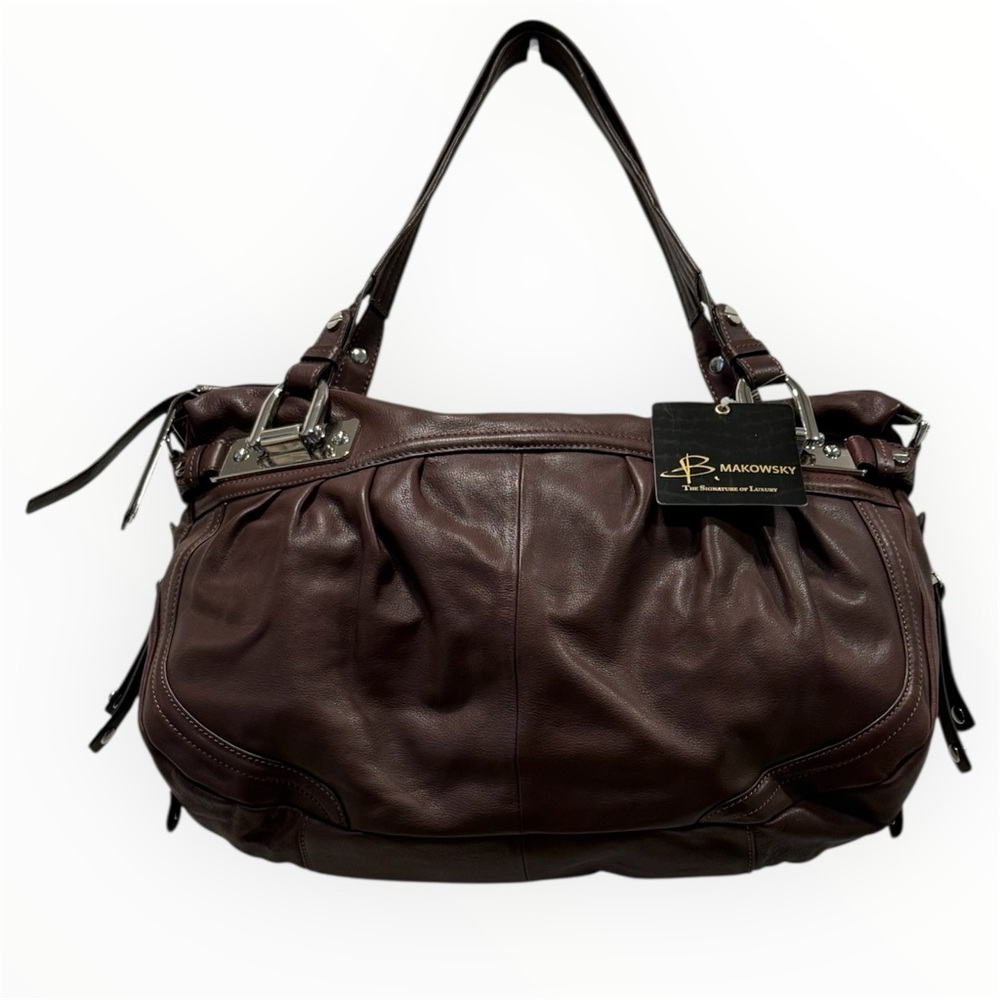 B. Makowsky Brown Leather Women's Bag